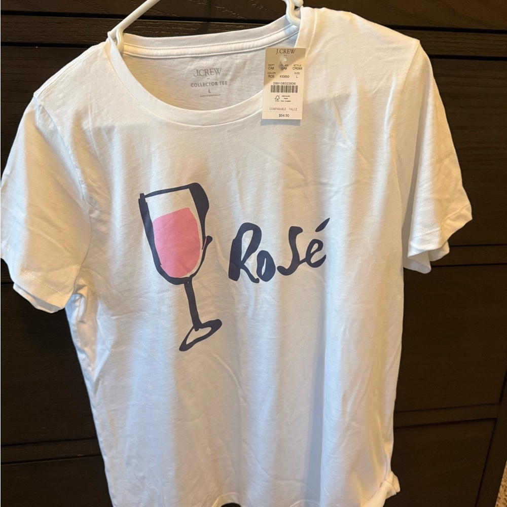 J. Crew White Short-Sleeve Rosé Graphic Tee